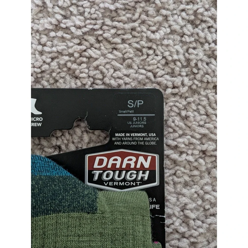 Darn Tough Jr. Hike+Trek Socks Micro Crew Size Small (9-11.5) Merino Wool NWT